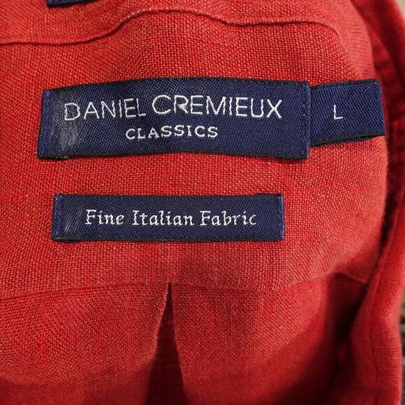 Daniel Cremieux Classics Shirt Mens Large Red Linen Short Sleeve Italian Fabric - Picture 6 of 8